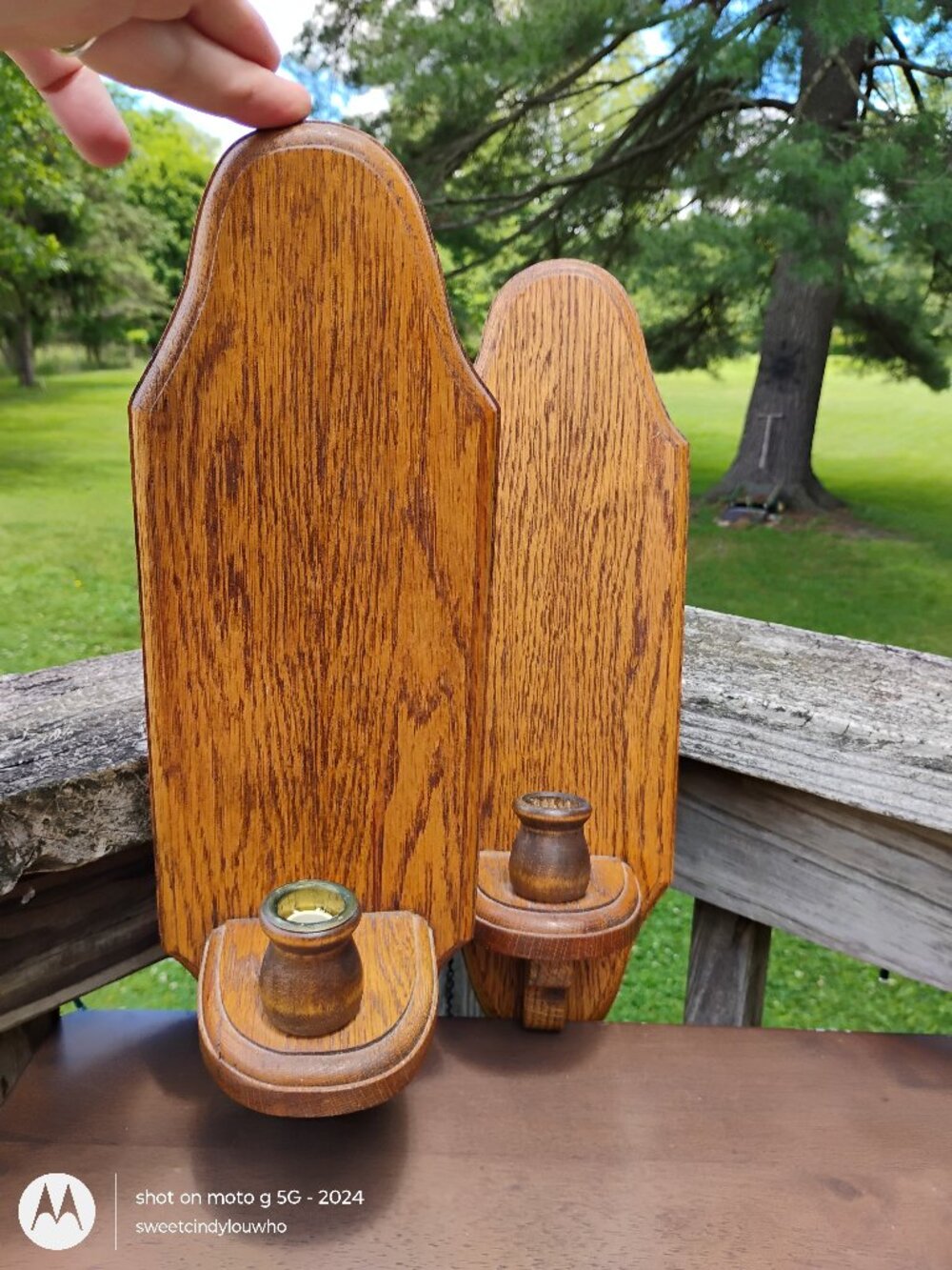 wooden wall sconces set of 2 taper candle holders wood grain 1970s farmhouse